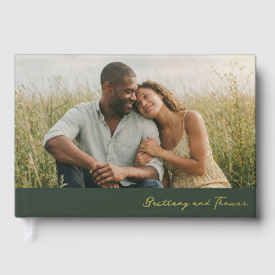 Romantic Green Nature Photo Guest Book