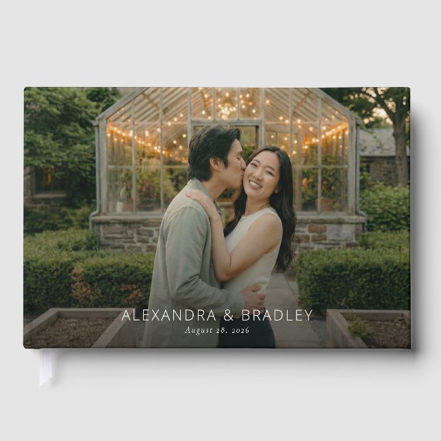 Romantic Green Photo Guest Book (Front)