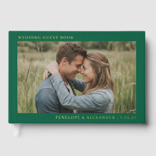 Romantic Green Photo Guest Book
