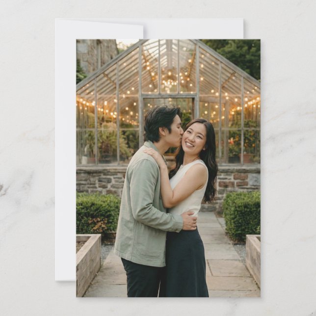 Romantic Green Photo Invitation (Front)