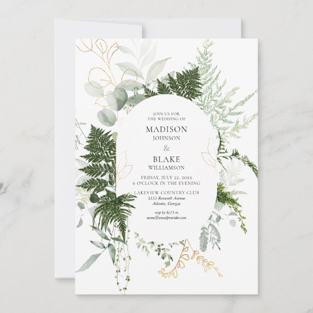 Romantic Greenery Forest Wedding Invitation (Front)
