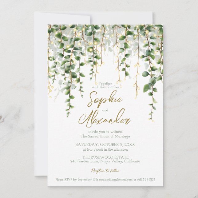 Romantic Greenery Garland Wedding Invitation (Front)