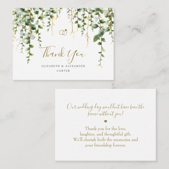 Romantic Greenery Garland Wedding Thank You Card (Front/Back)