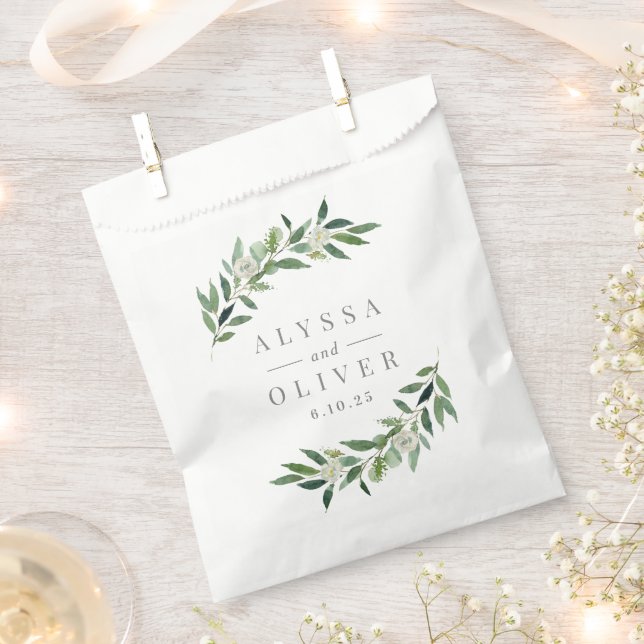 Romantic Greenery Wedding Favour Bag (Clipped)