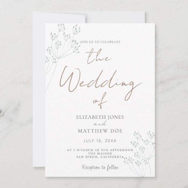 Romantic Greenery Wedding Invitation (Front)