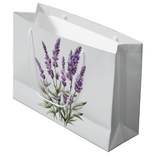 Romantic Grey Purple Lavender Floral Bridal Shower Large Gift Bag