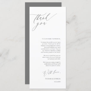 Romantic Grey Script Place Setting Thank You Card