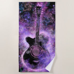 Romantic Guitar Music - Magic Space Beach Towel