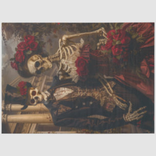 Romantic Halloween Skeleton Couple Decoupage Tissue Paper