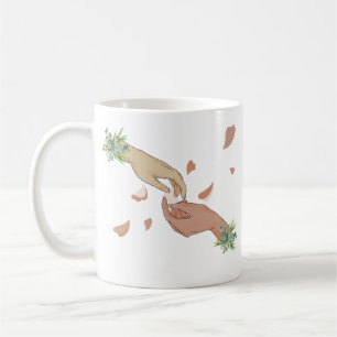 Romantic Hand And Petal Textured Coffee Cup