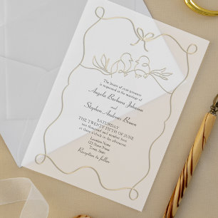 Romantic Hand Drawn Black and White Wedding Acrylic Invitations