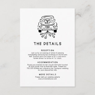 Romantic Hand Drawn Whimsical Wedding Details Enclosure Card