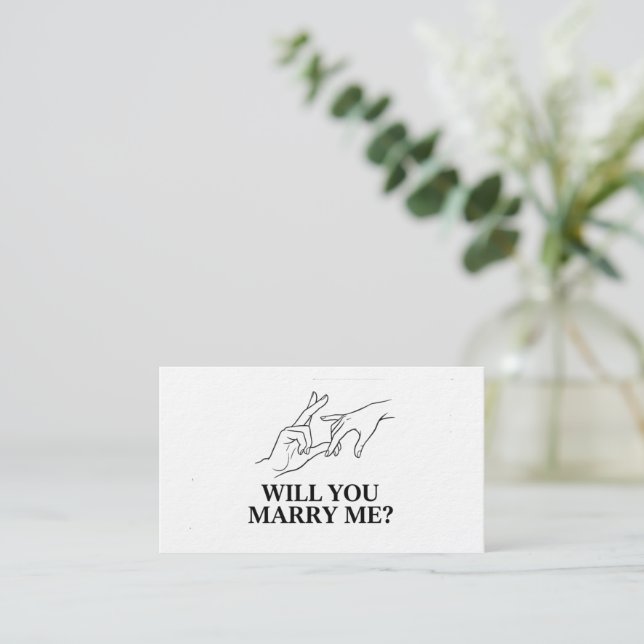 Romantic Hands Line Art Proposal  Business Card (Standing Front)