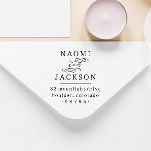 Romantic Handwriting Couple Wedding Return Address Rubber Stamp