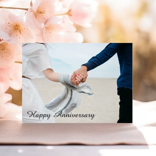 Romantic Happy Anniversary Couple Holding Hands Card (Creator Uploaded)
