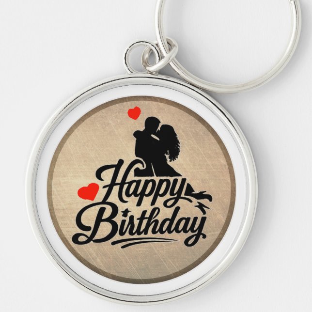 Romantic Happy Birthday Key Ring (Front)