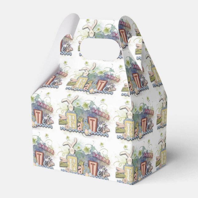 Romantic Happy Easter Bunny Greeting Favour Box (Front Side)