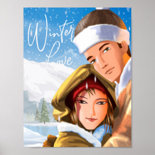 Romantic Happy Holidays Winter Love Poster Paper