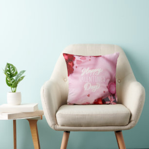 Romantic "Happy Valentine's Day" Rose  Cushion