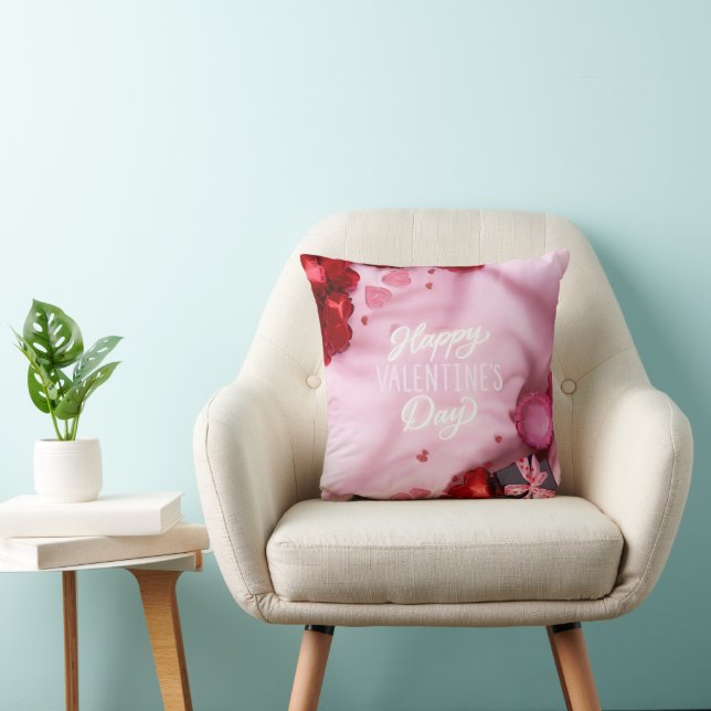 Romantic "Happy Valentine's Day" Rose  Cushion (Chair)