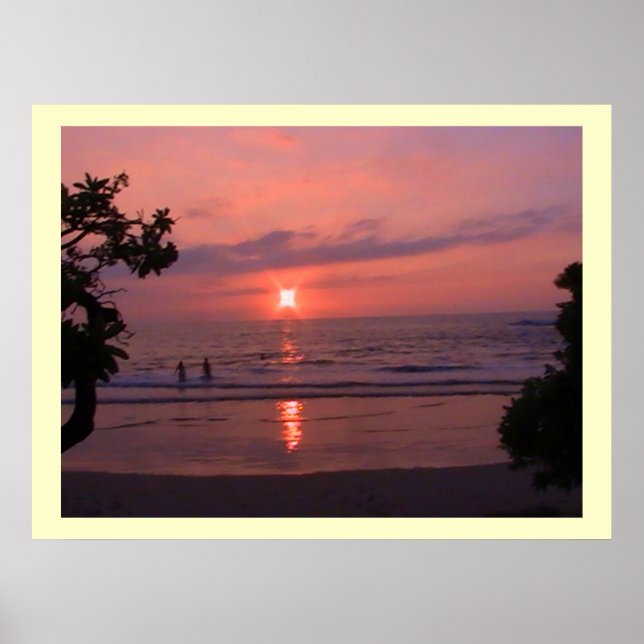 Romantic Hawaiian Sunset Ocean Beach Poster (Front)
