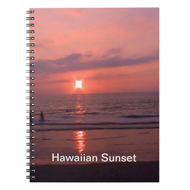 Romantic Hawaiian Sunset Ocean Beach Spiral Notebook (Front)
