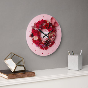 Romantic Heart Always Yours Valentines Decorative Large Clock