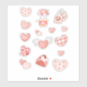 Romantic Heart and Love Sticker Sheet