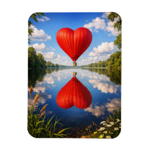 Romantic Heart Balloon Reflection Illustration Magnet
