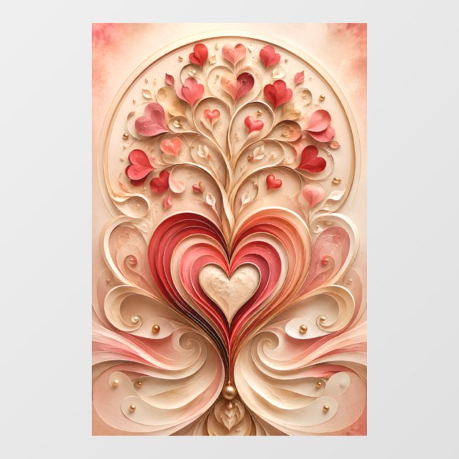 Romantic Heart Bloom Tree Blush Gold Wall Art  (Sheet)