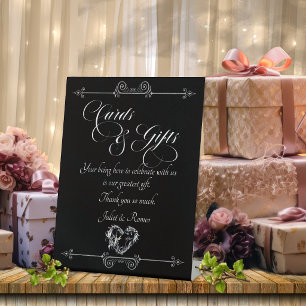Romantic Heart Cards & Gifts - Black Pedestal Sign
