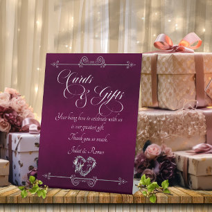 Romantic Heart Cards & Gifts - Plum Pedestal Sign