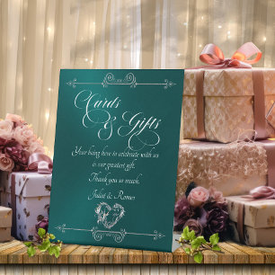 Romantic Heart Cards & Gifts - Teal Pedestal Sign