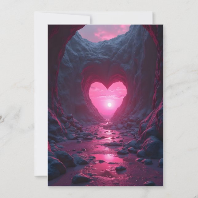 Romantic Heart Cave Holiday Card (Front)