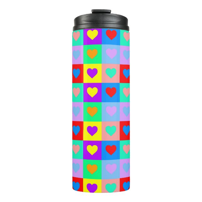 Romantic Heart Colourful Pattern Pop Art  Thermal Tumbler (Front)