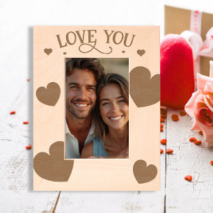 Romantic Heart-Decorated 'Love You' Design Etched Frames