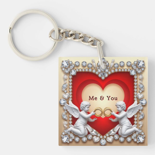 Romantic Heart Design Key Ring (Front)