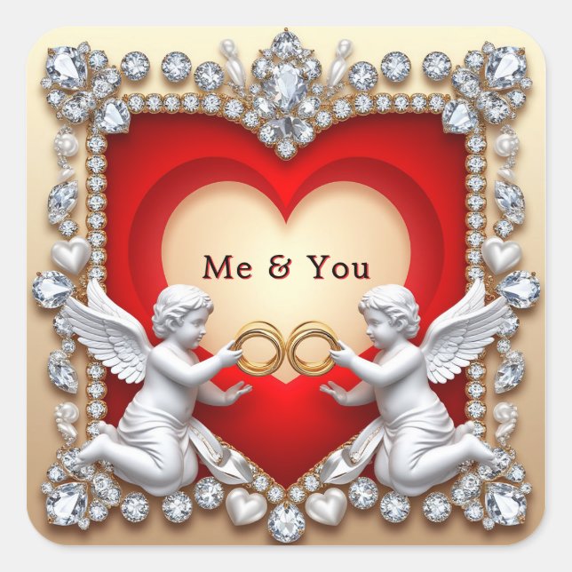 Romantic Heart Design Square Sticker (Front)