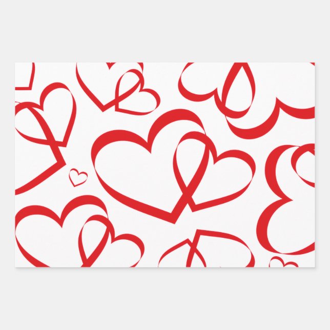Romantic Heart Design Wrapping Paper Sheet (Front)