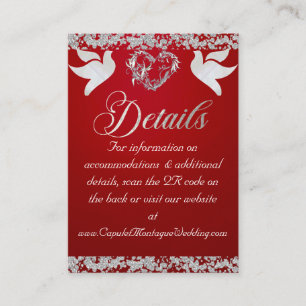 Romantic Heart, Dove & Glitter, QR Code on Red Enclosure Card