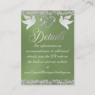 Romantic Heart, Dove & Glitter, QR Code - Sage Enclosure Card
