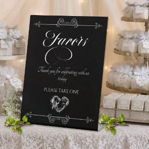 Romantic Heart Favours - Black Pedestal Sign