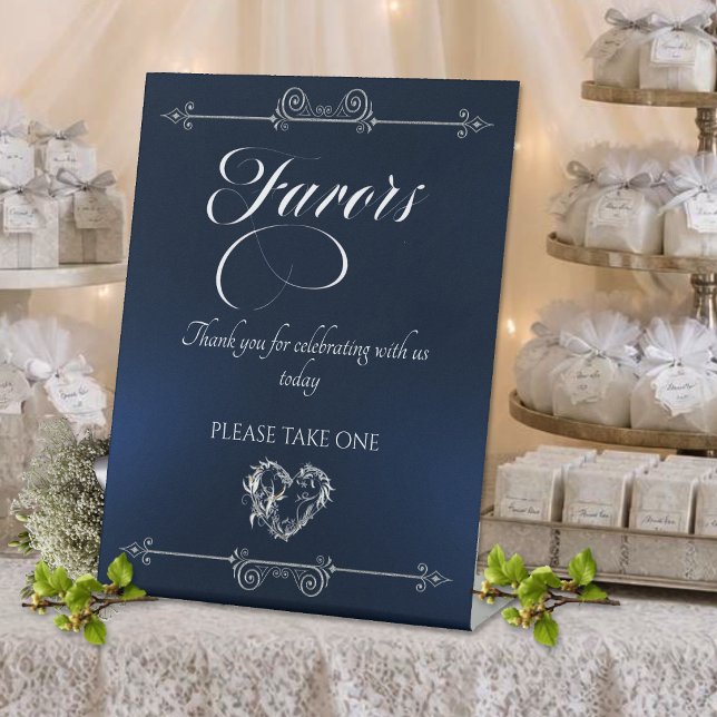 Romantic Heart Favours - Blue Pedestal Sign (Creator Uploaded)