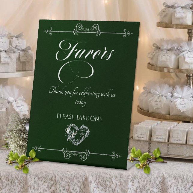 Romantic Heart Favours - Emerald Pedestal Sign (Creator Uploaded)