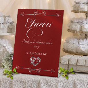 Romantic Heart Favours - Red Pedestal Sign