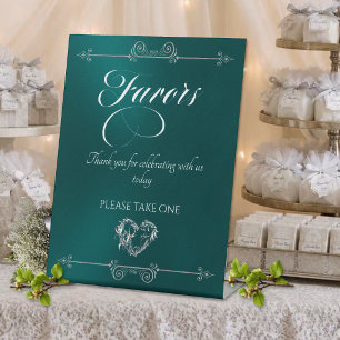 Romantic Heart Favours - Teal Pedestal Sign