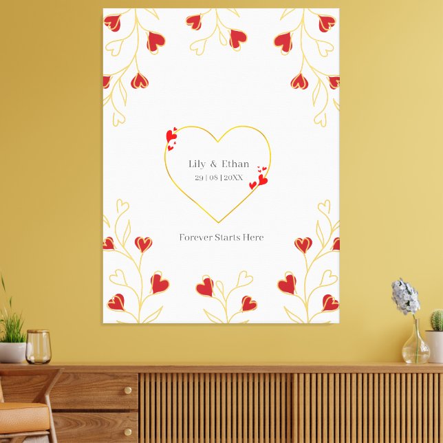 Romantic Heart Floral Canvas Print (Insitu(LivingRoom))