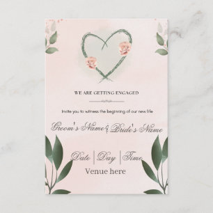 Romantic Heart & Floral Engagement Invitation