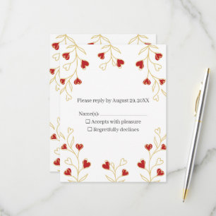 Romantic Heart Floral RSVP Card
