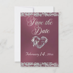 Romantic Heart & Glitter on Lavender Save The Date